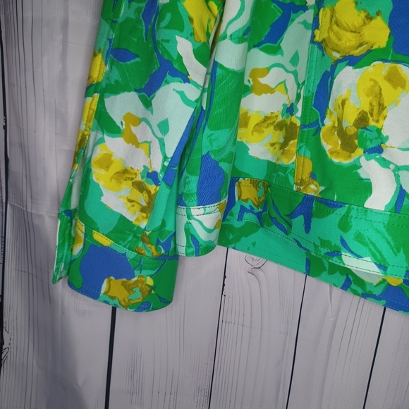 Isaac Mizrah Live green floral print spring jacket - Picture 12 of 15